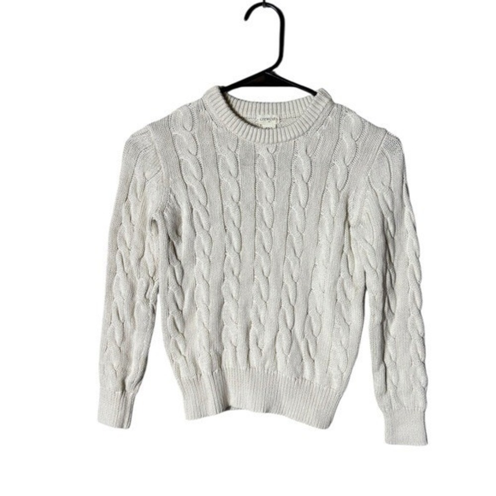 Crewcuts Kids Chunky Fisherman Sweater Small Cable Knit Heavy White Classic